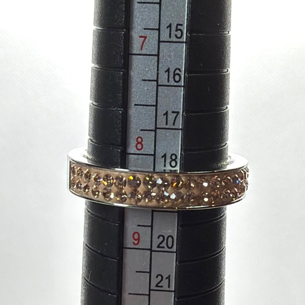 NIB Coeur de Lion Rose Gold Stainless Steel Peach Swarovski Crystal Ring Sz 8.5 - Picture 11 of 16